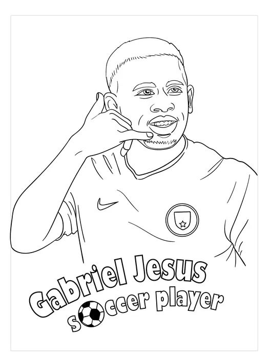 Çocuklar İçin  Ünlüler Gabriel-Jesus Boyama Sayfaları 