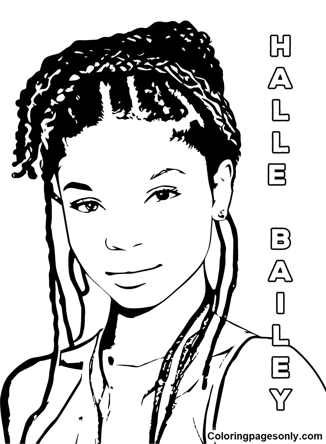 Çocuklar İçin  Ünlüler Halle-Bailey Boyama Sayfaları 