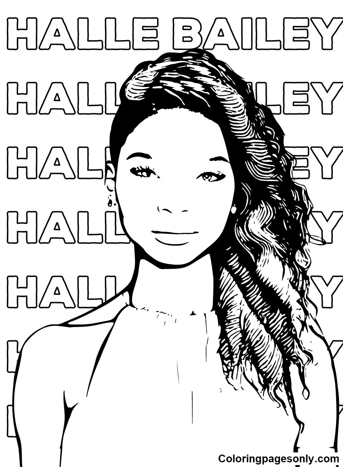 Çocuklar İçin  Ünlüler Halle-Bailey Boyama Sayfaları 