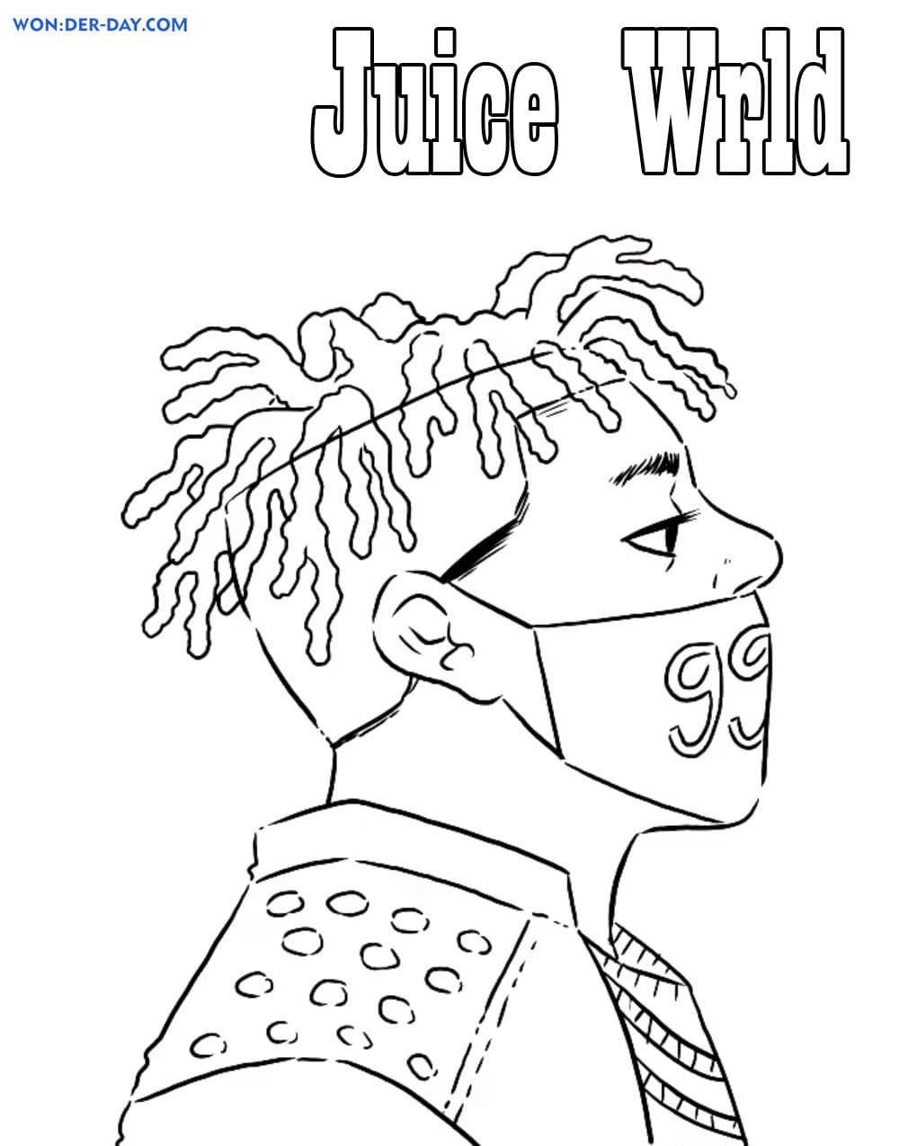 Çocuklar İçin  Ünlüler Juicewrld Boyama Sayfaları 