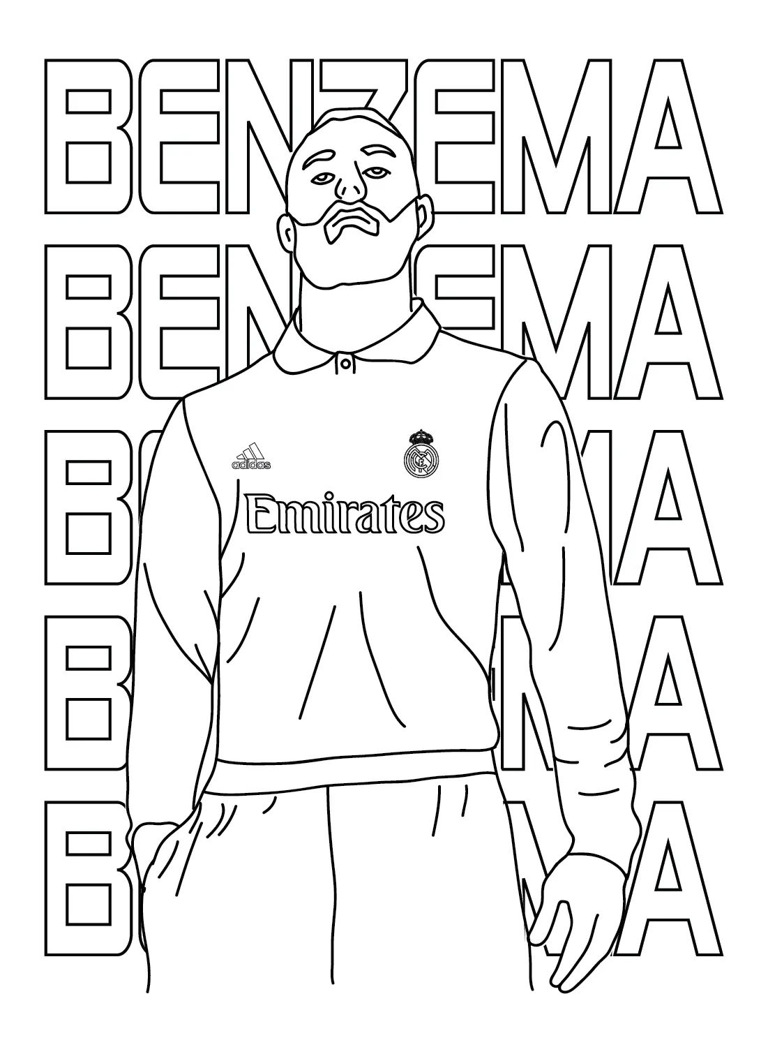 Çocuklar İçin  Ünlüler Karim-Benzema Boyama Sayfaları 