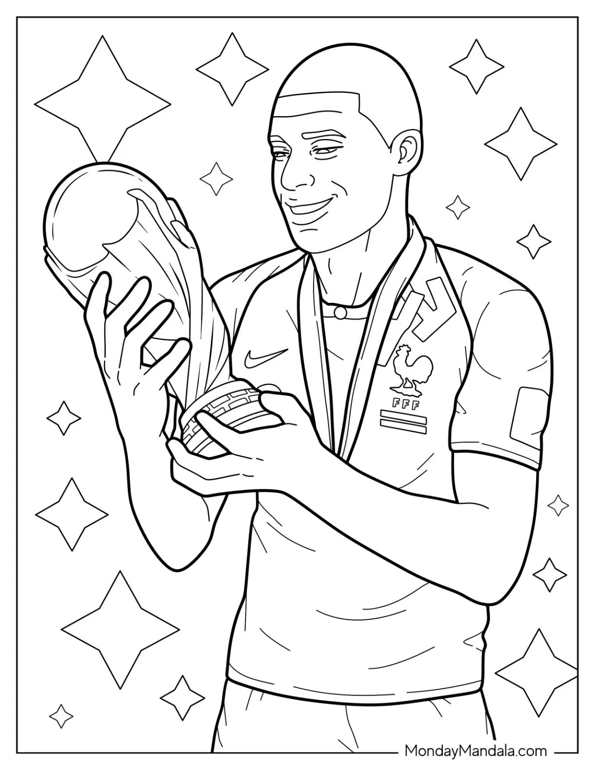 Çocuklar İçin  Ünlüler Kylian-Mbappe Boyama Sayfaları 
