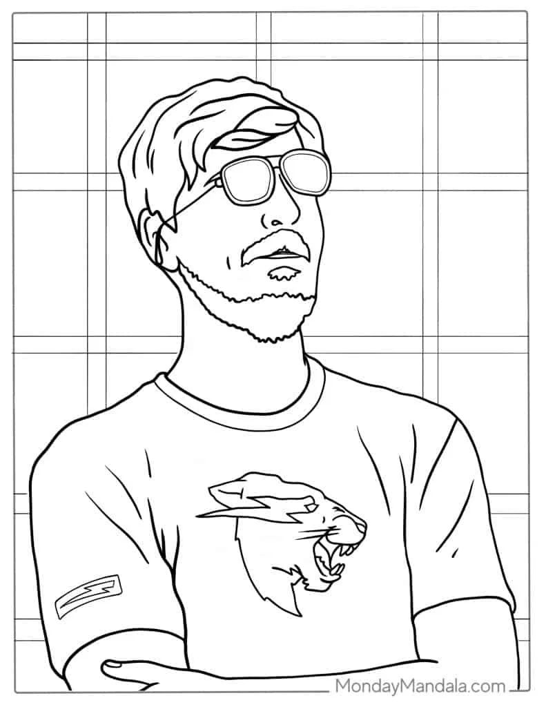 Çocuklar İçin  Ünlüler Mr-Beast Boyama Sayfaları 
