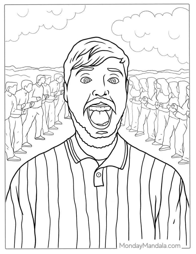 Çocuklar İçin  Ünlüler Mr-Beast Boyama Sayfaları 
