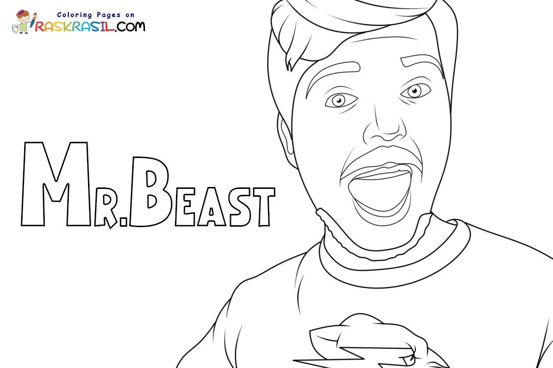 Çocuklar İçin  Ünlüler Mr-Beast Boyama Sayfaları 