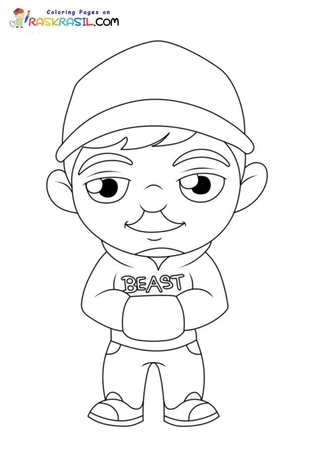 Çocuklar İçin  Ünlüler Mr-Beast Boyama Sayfaları 