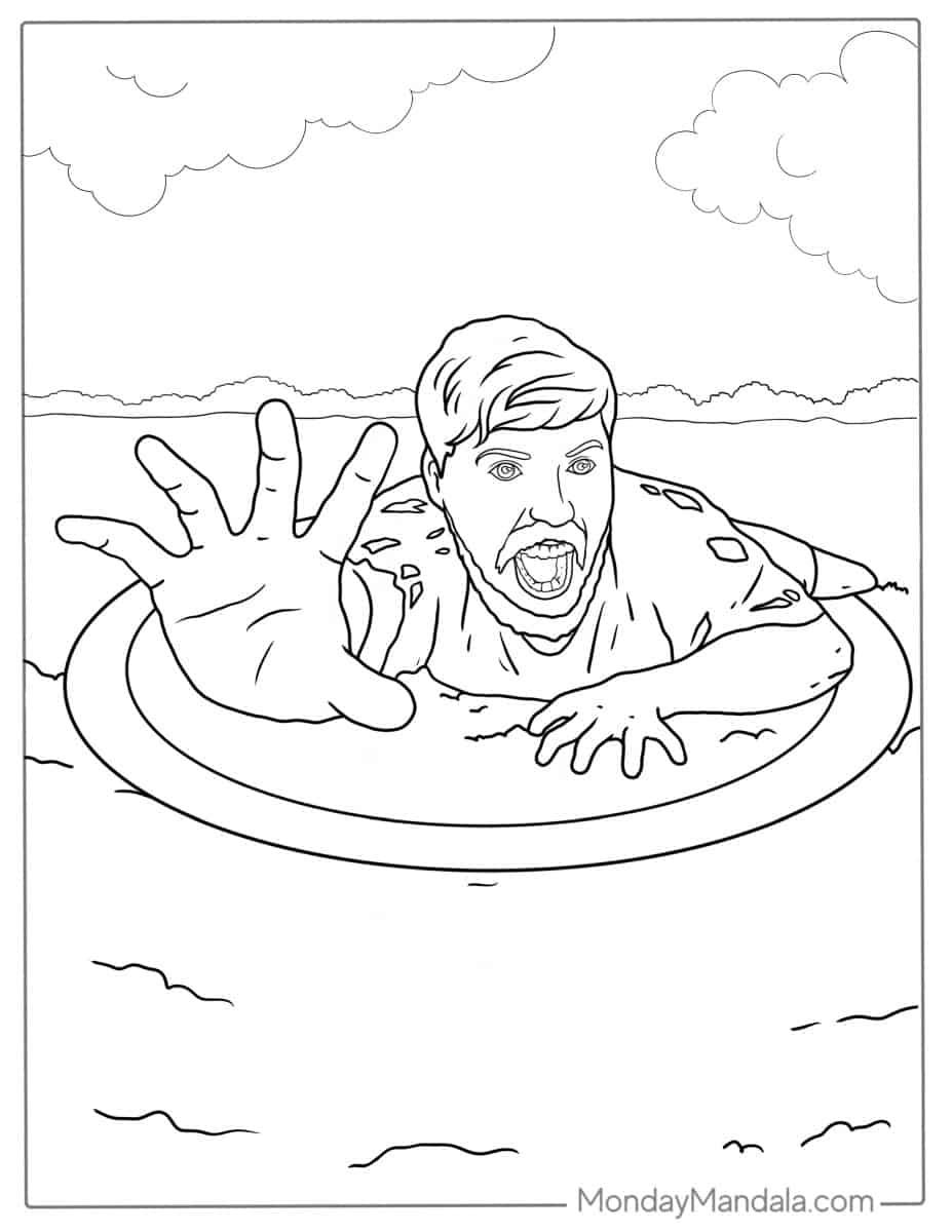 Çocuklar İçin  Ünlüler Mr-Beast Boyama Sayfaları 