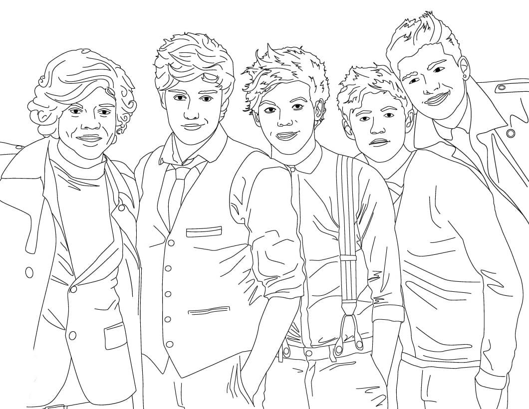Çocuklar İçin  Ünlüler One-Direction Boyama Sayfaları 