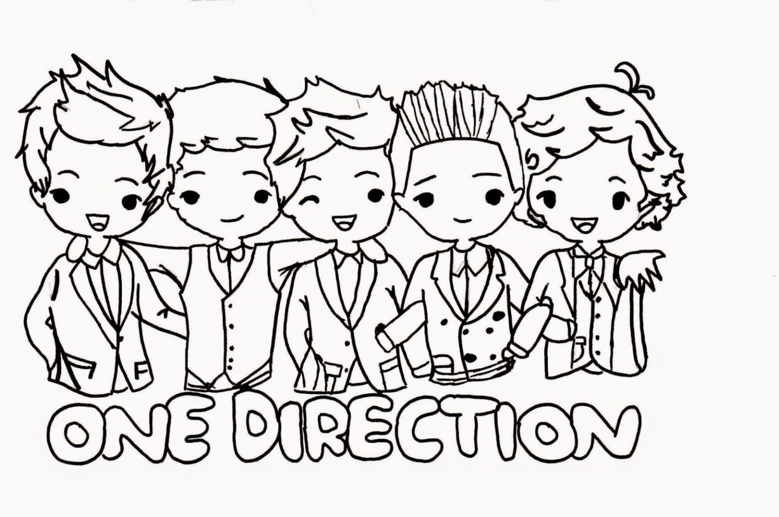 Çocuklar İçin  Ünlüler One-Direction Boyama Sayfaları 
