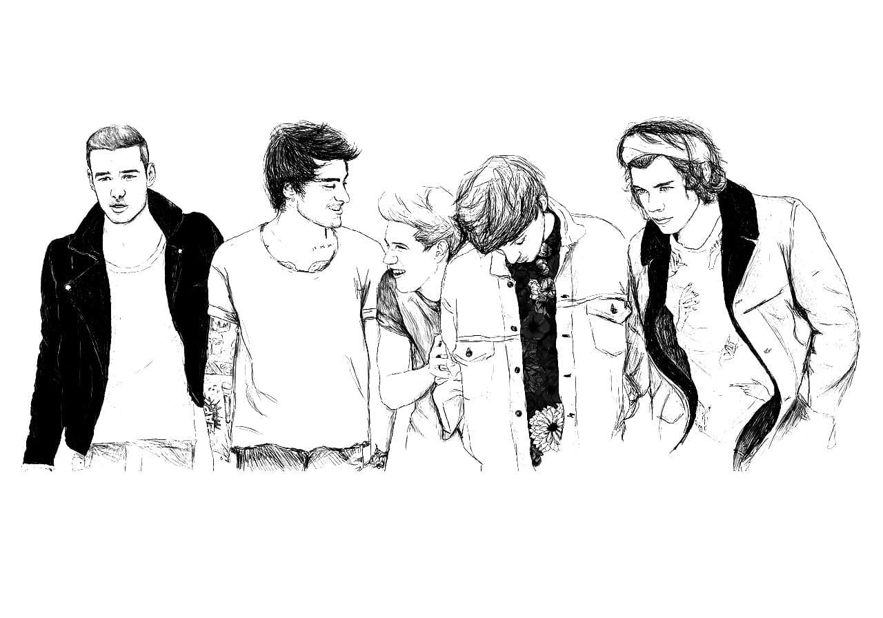 Çocuklar İçin  Ünlüler One-Direction Boyama Sayfaları 