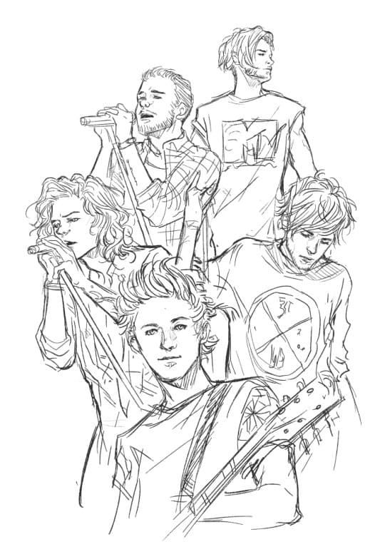 Çocuklar İçin  Ünlüler One-Direction Boyama Sayfaları 