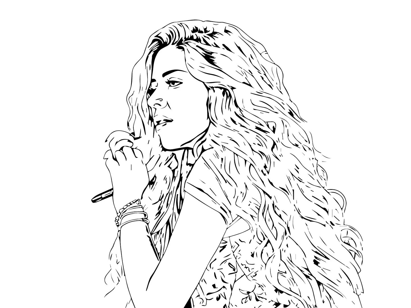 Çocuklar İçin  Ünlüler Shakira Boyama Sayfaları 