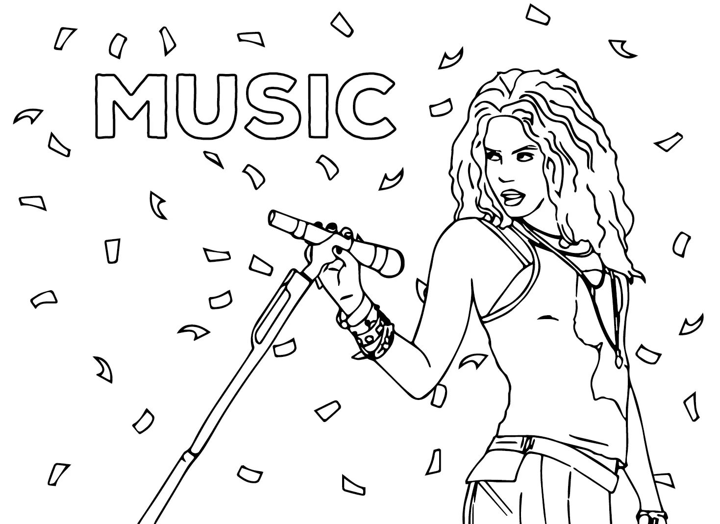 Çocuklar İçin  Ünlüler Shakira Boyama Sayfaları 