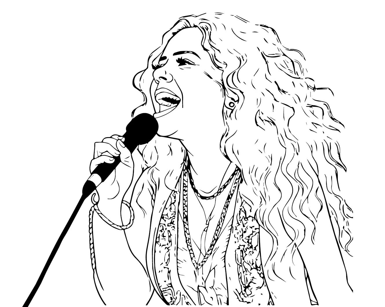 Çocuklar İçin  Ünlüler Shakira Boyama Sayfaları 