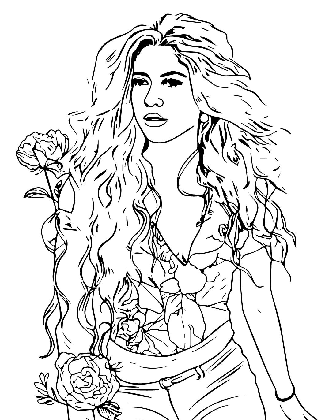 Çocuklar İçin  Ünlüler Shakira Boyama Sayfaları 