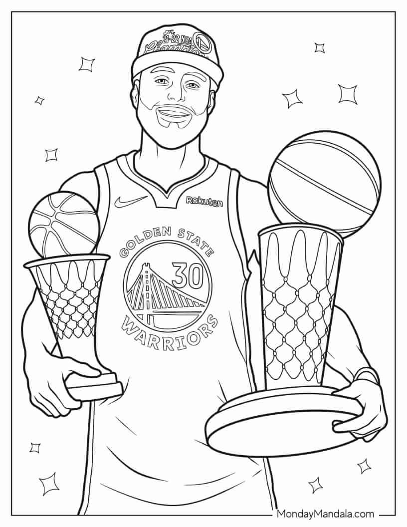 Çocuklar İçin  Ünlüler Stephen-Curry Boyama Sayfaları 