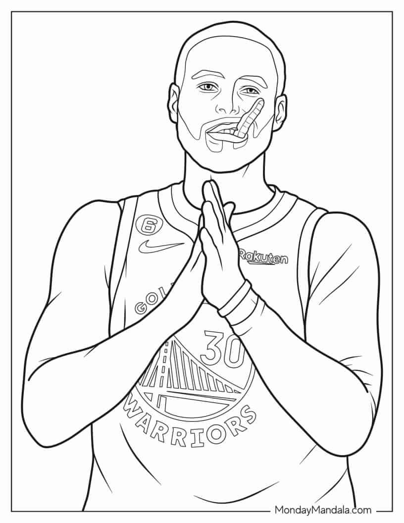 Çocuklar İçin  Ünlüler Stephen-Curry Boyama Sayfaları 