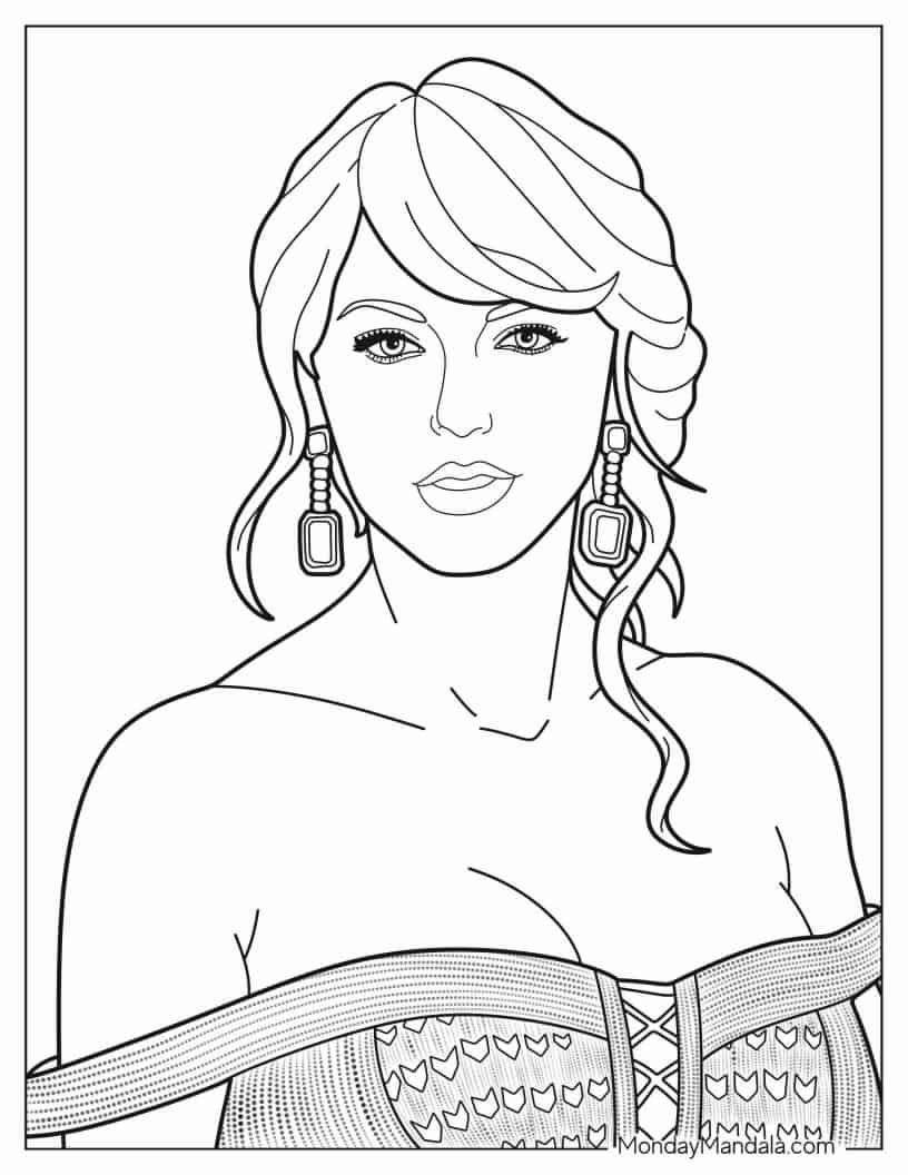Çocuklar İçin  Ünlüler Taylor-Swift Boyama Sayfaları 