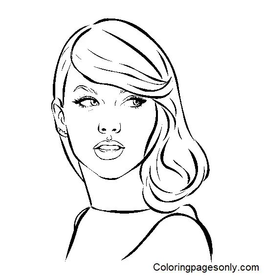 Çocuklar İçin  Ünlüler Taylor-Swift Boyama Sayfaları 