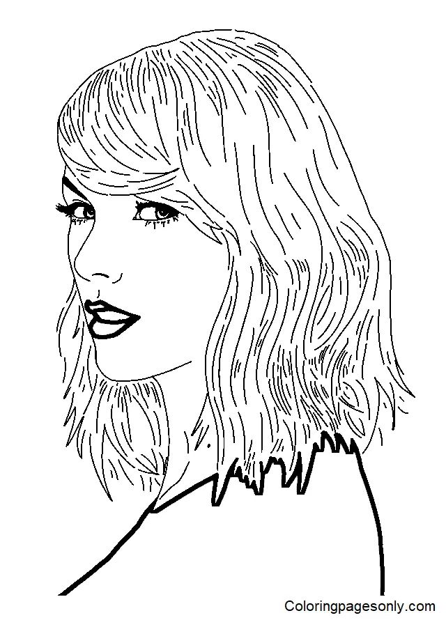 Çocuklar İçin  Ünlüler Taylor-Swift Boyama Sayfaları 