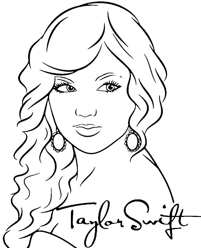 Çocuklar İçin  Ünlüler Taylor-Swift Boyama Sayfaları 