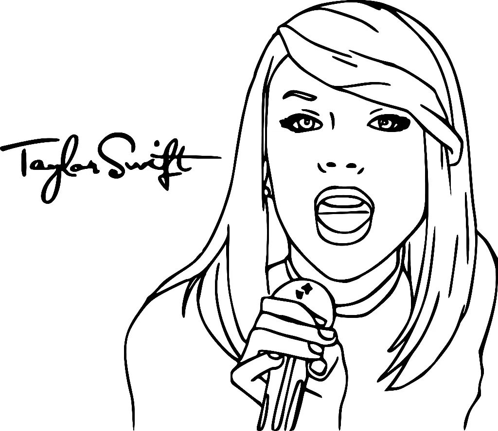 Çocuklar İçin  Ünlüler Taylor-Swift Boyama Sayfaları 