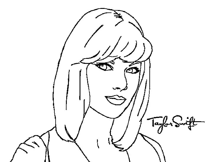 Çocuklar İçin  Ünlüler Taylor-Swift Boyama Sayfaları 