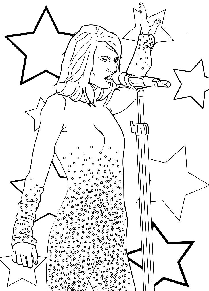 Çocuklar İçin  Ünlüler Taylor-Swift Boyama Sayfaları 