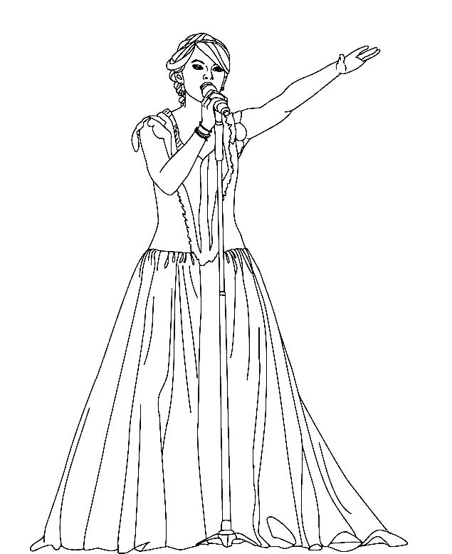 Çocuklar İçin  Ünlüler Taylor-Swift Boyama Sayfaları 