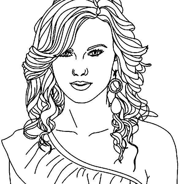 Çocuklar İçin  Ünlüler Taylor-Swift Boyama Sayfaları 