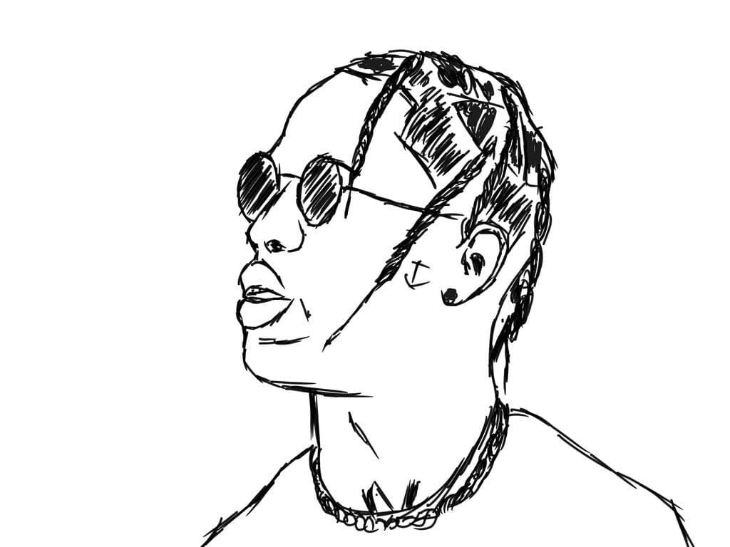 Çocuklar İçin  Ünlüler Travis-Scott Boyama Sayfaları 