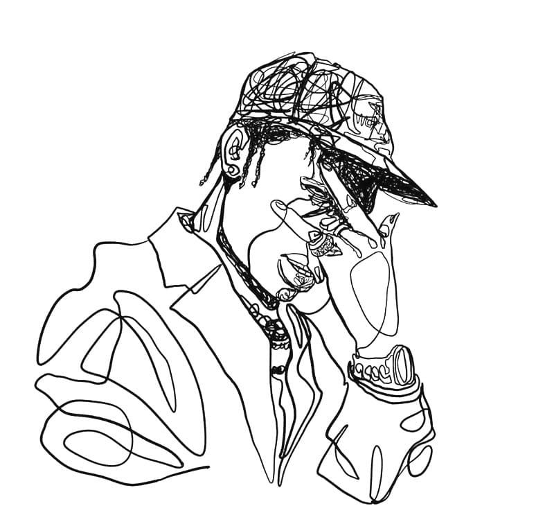 Çocuklar İçin  Ünlüler Travis-Scott Boyama Sayfaları 
