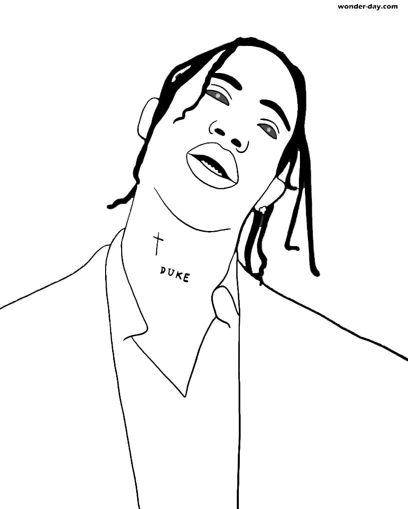 Çocuklar İçin  Ünlüler Travis-Scott Boyama Sayfaları 