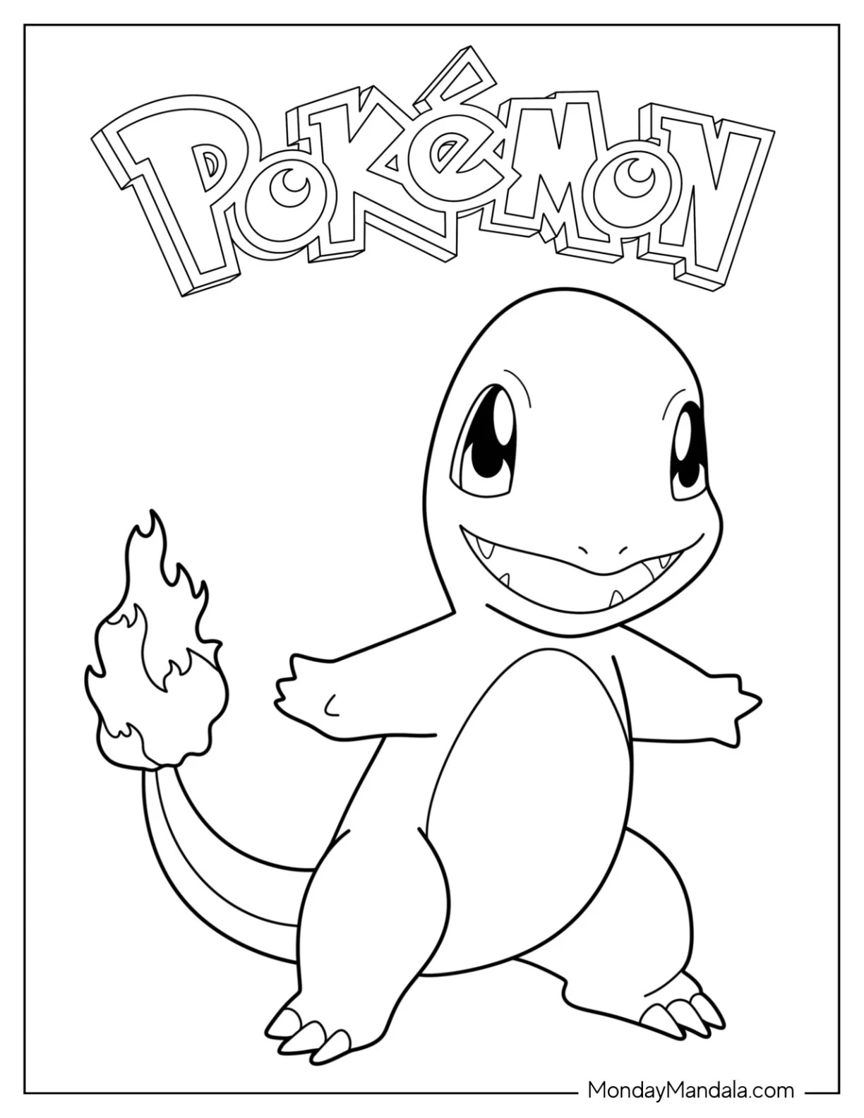 Çocuklar İçin Charmander Boyama Sayfaları 