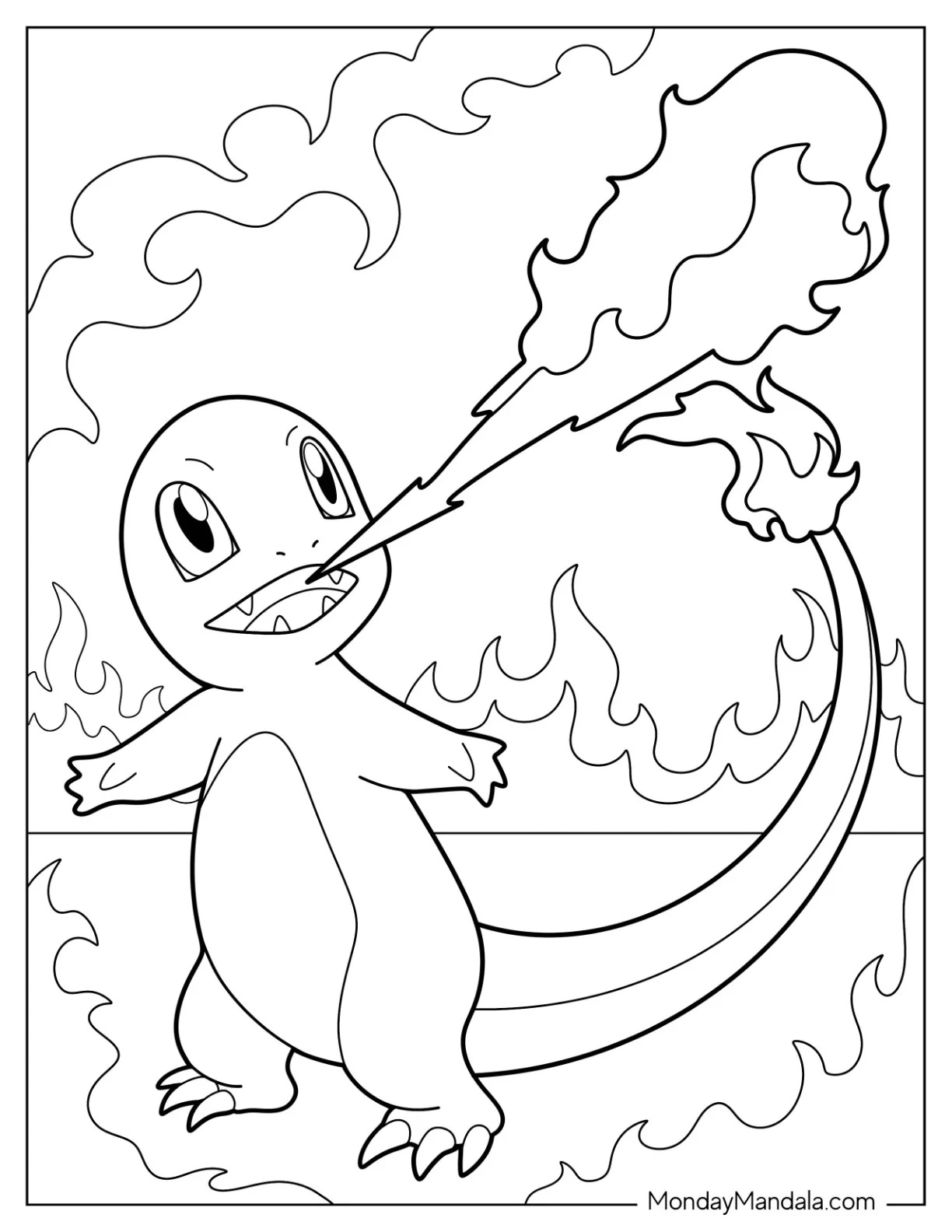 Çocuklar İçin Charmander Boyama Sayfaları 