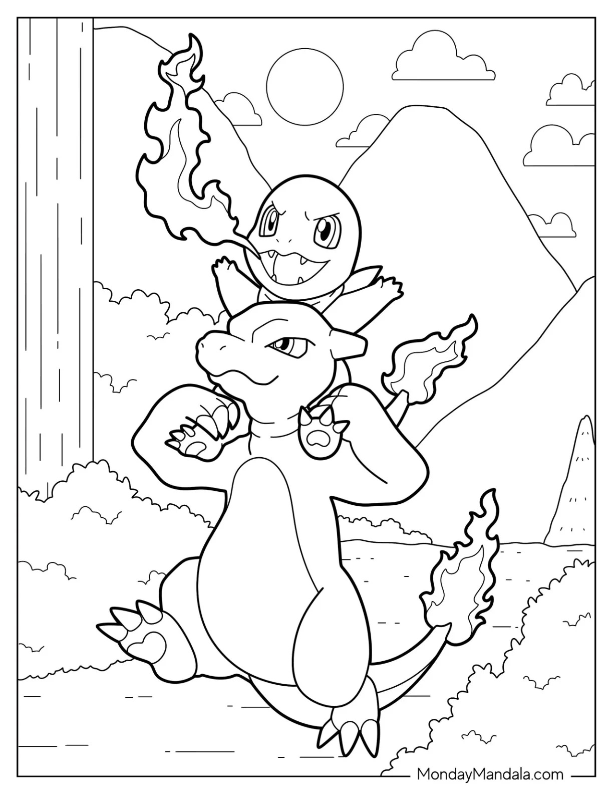 Çocuklar İçin Charmander Boyama Sayfaları 