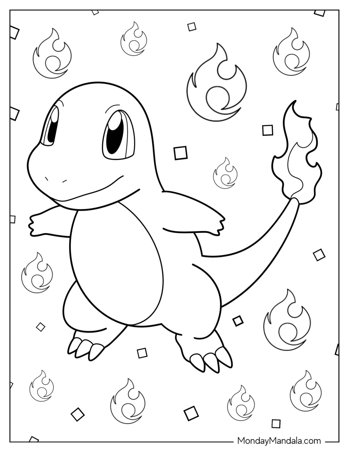 Çocuklar İçin Charmander Boyama Sayfaları 
