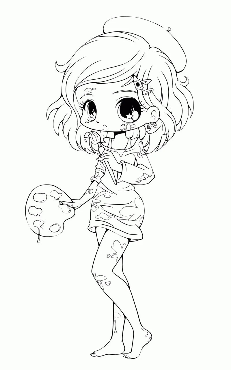 Çocuklar İçin Chibi Boyama Sayfaları 