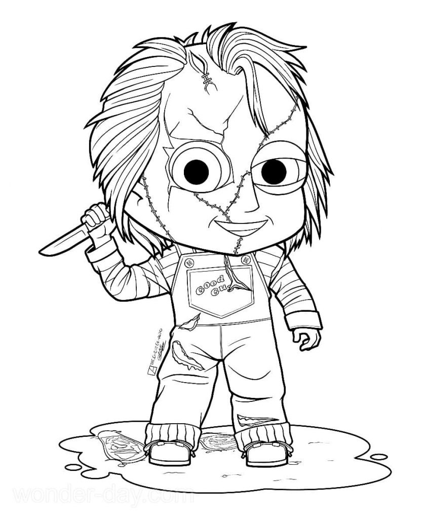 Çocuklar İçin Chucky Boyama Sayfaları 