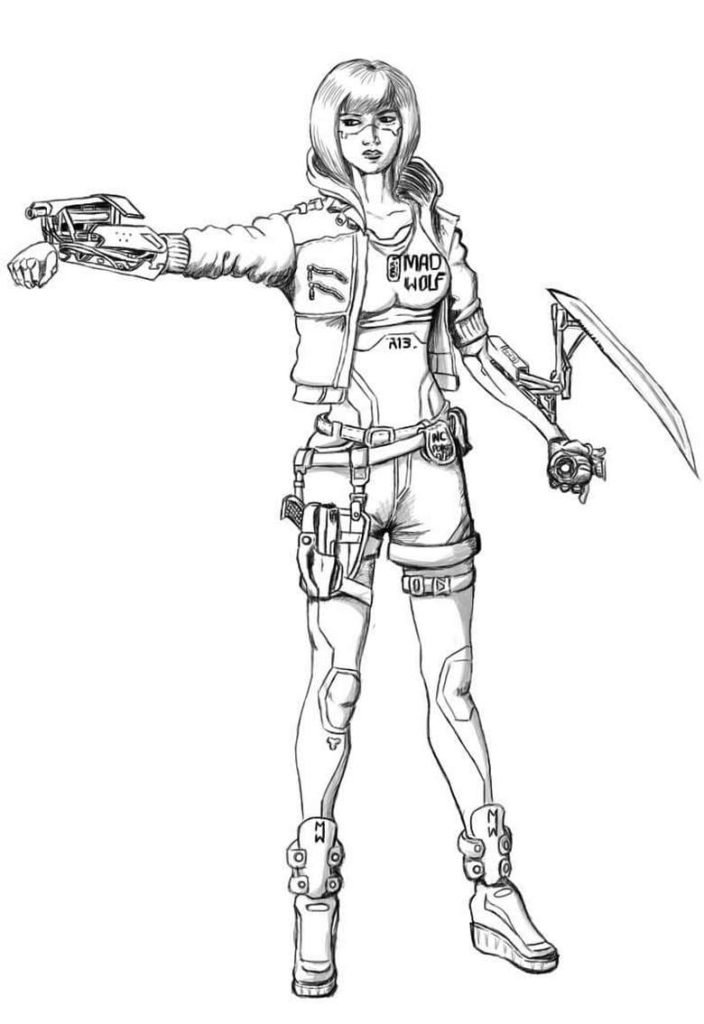 Çocuklar İçin Cyberpunk Boyama Sayfaları 
