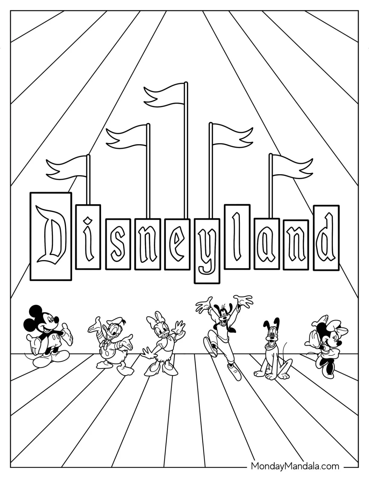 Çocuklar İçin Disneyland Boyama Sayfaları 