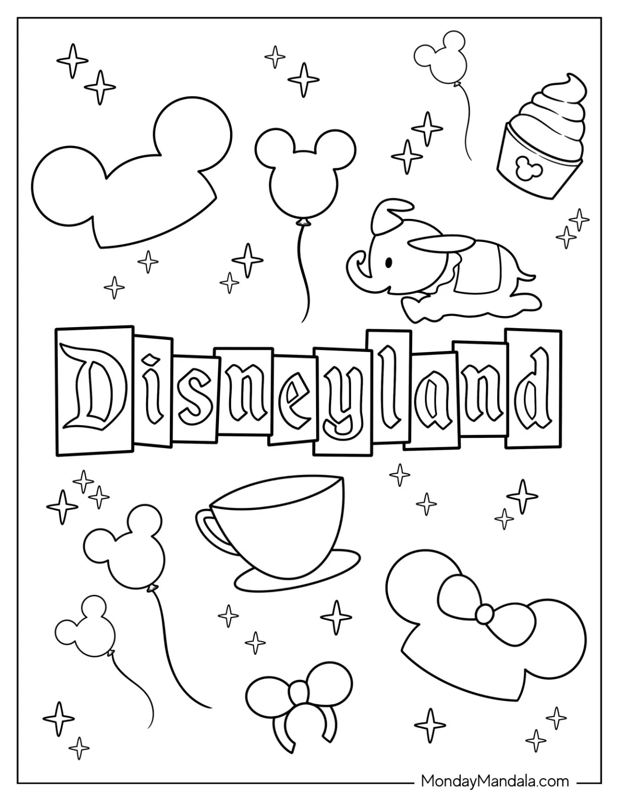 Çocuklar İçin Disneyland Boyama Sayfaları 