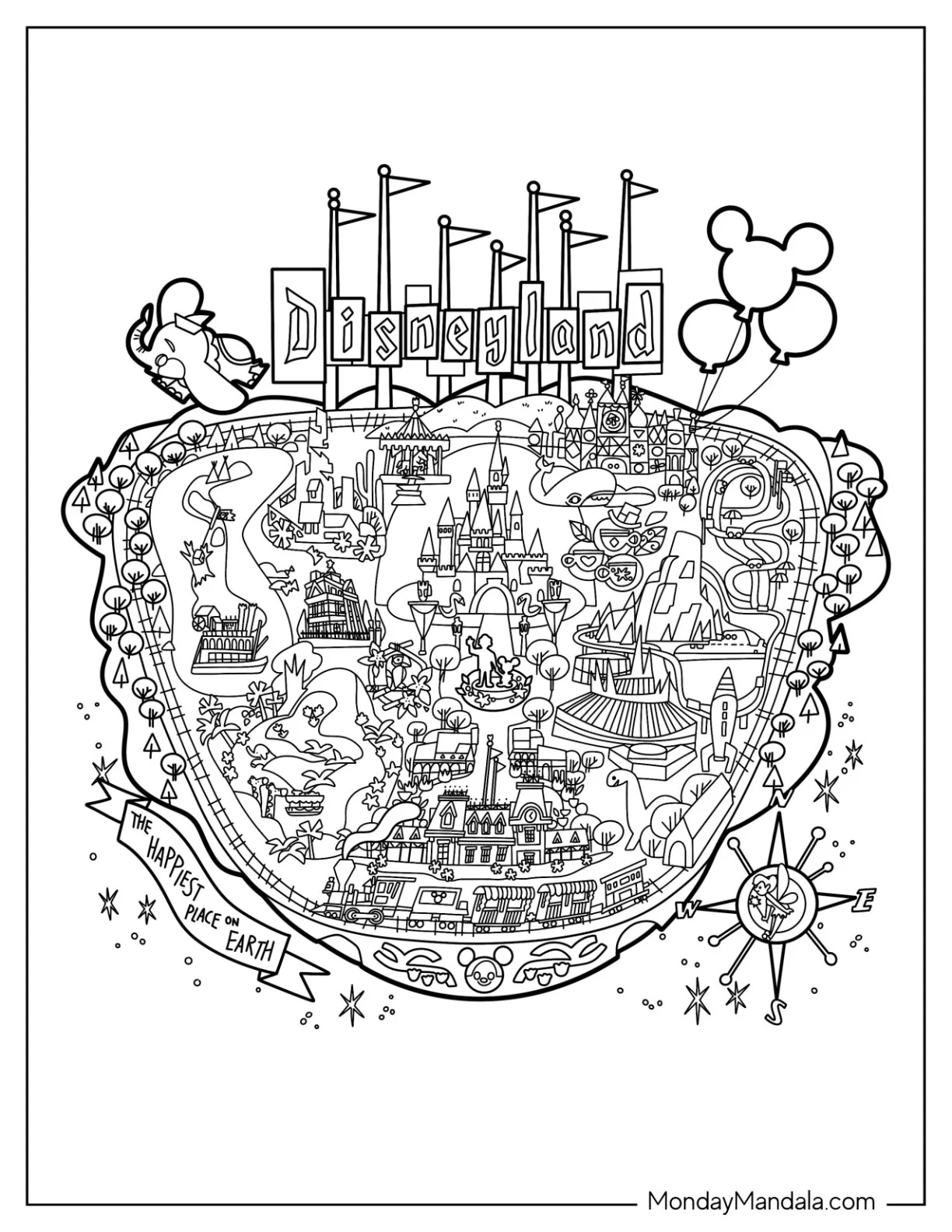 Çocuklar İçin Disneyland Boyama Sayfaları 