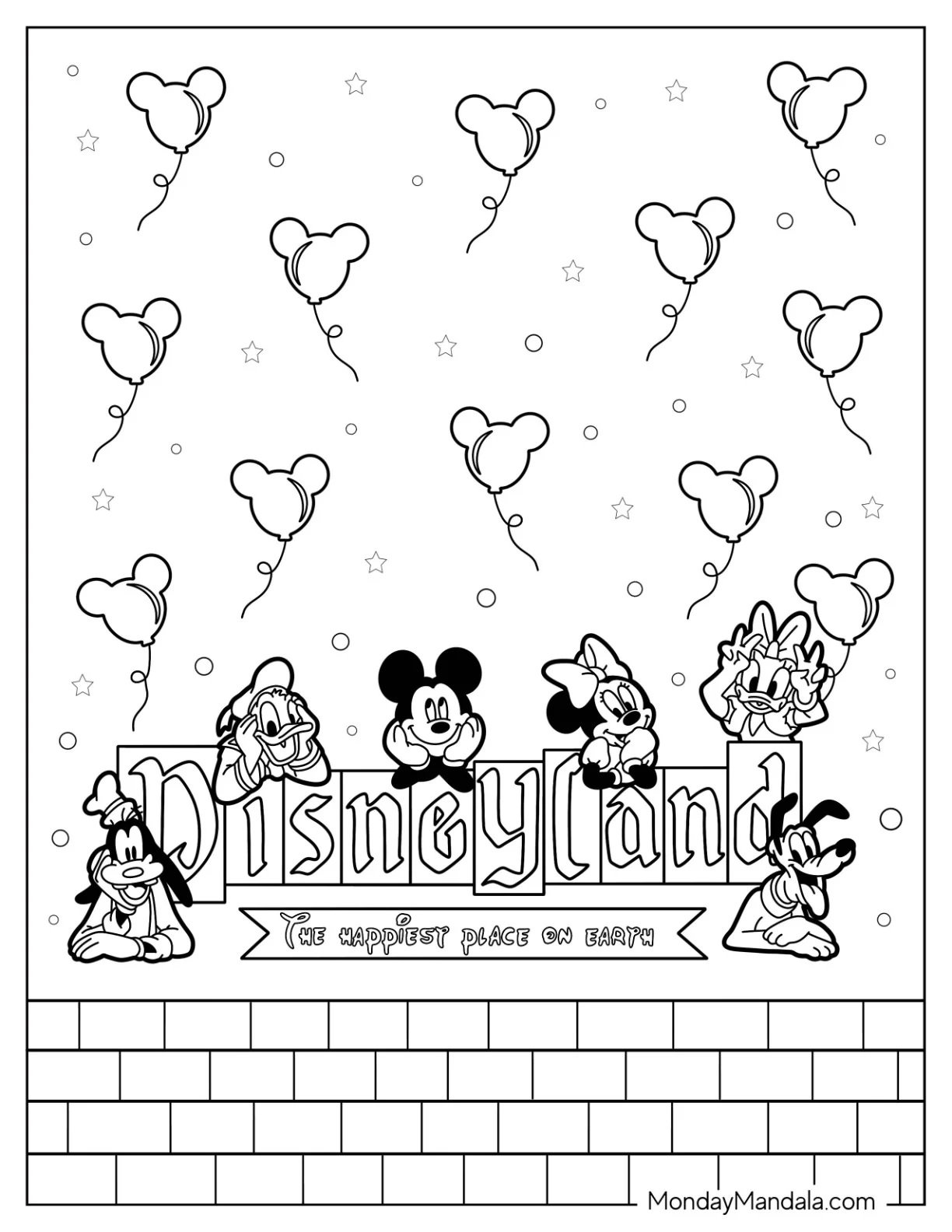 Çocuklar İçin Disneyland Boyama Sayfaları 