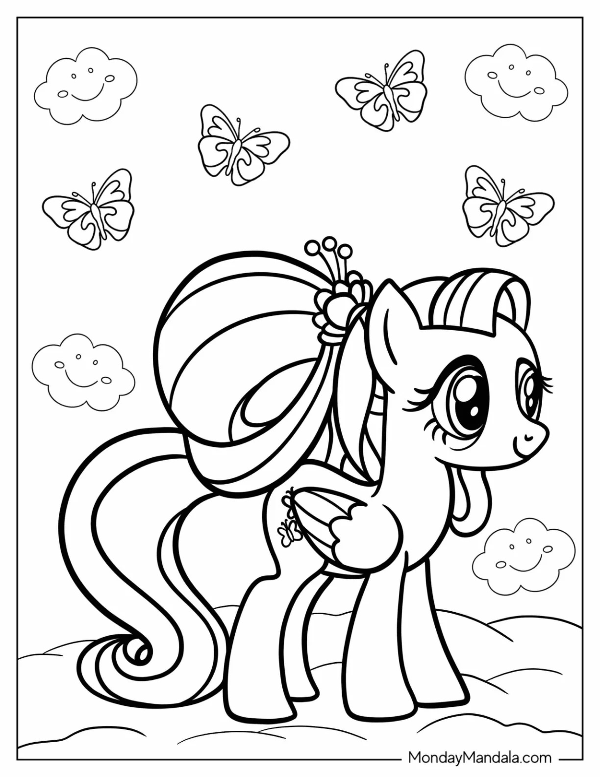 Çocuklar İçin Fluttershy Boyama Sayfaları 