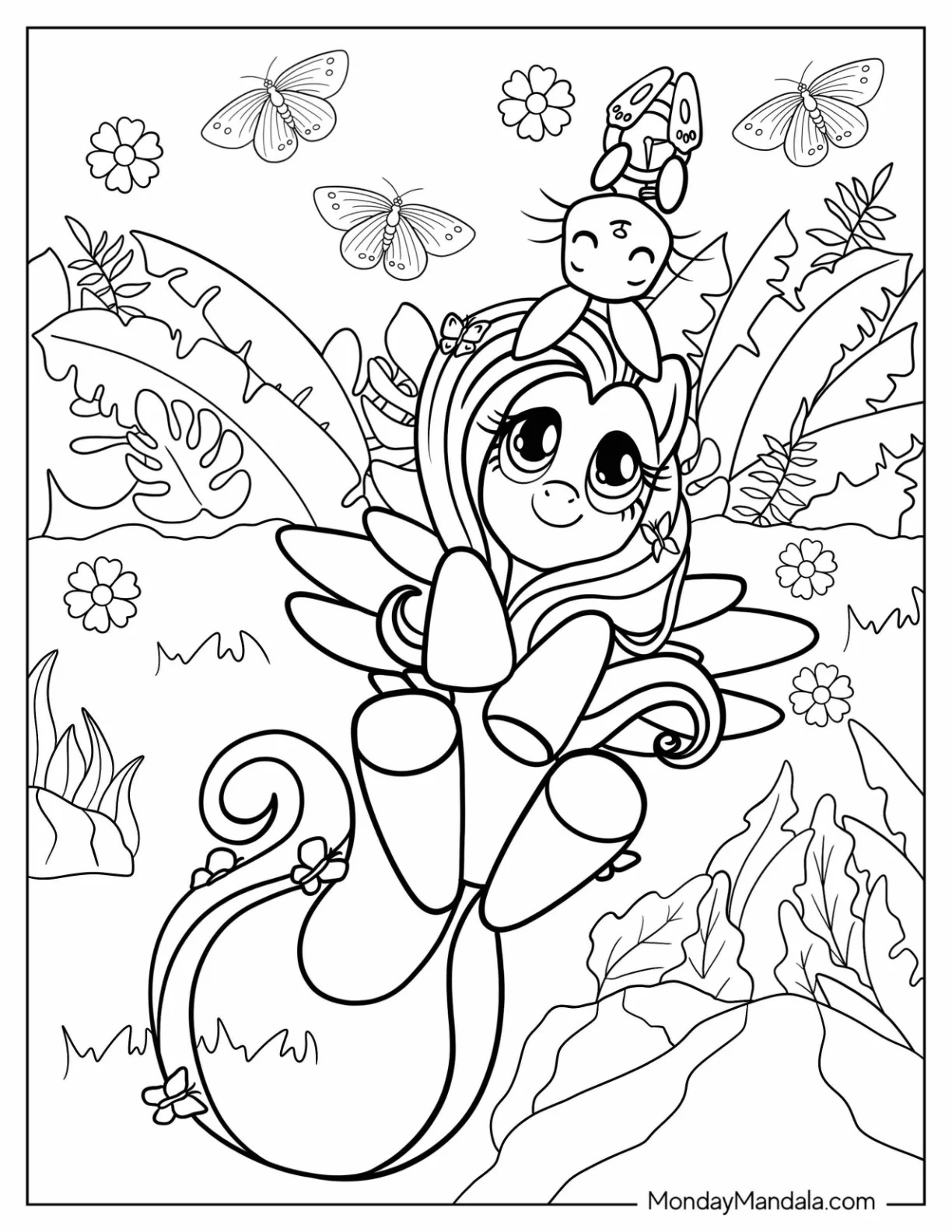 Çocuklar İçin Fluttershy Boyama Sayfaları 
