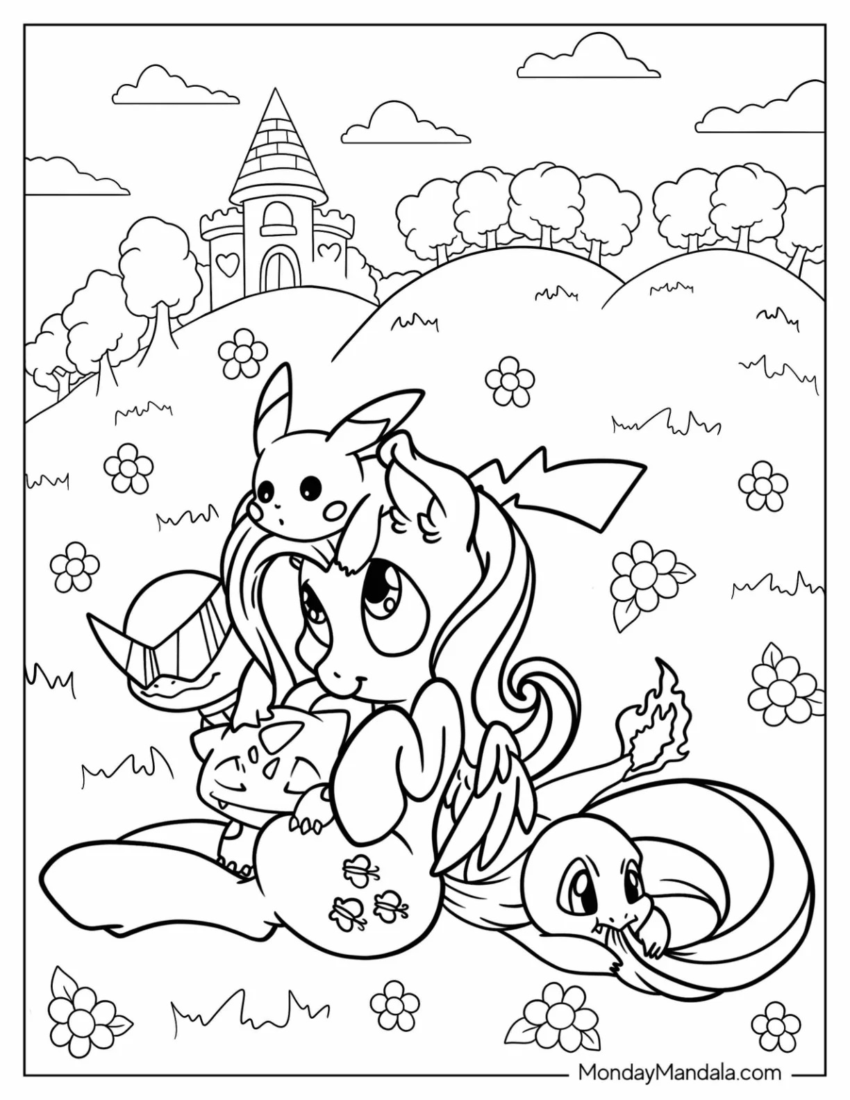 Çocuklar İçin Fluttershy Boyama Sayfaları 