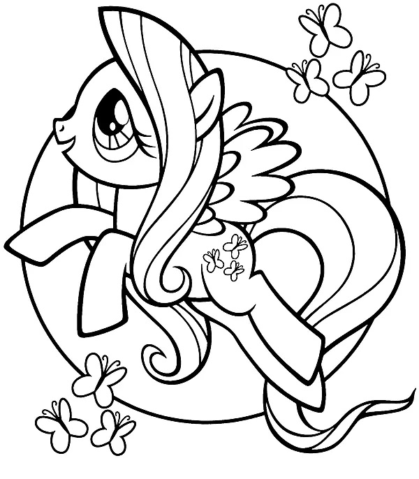 Çocuklar İçin Fluttershy Boyama Sayfaları 