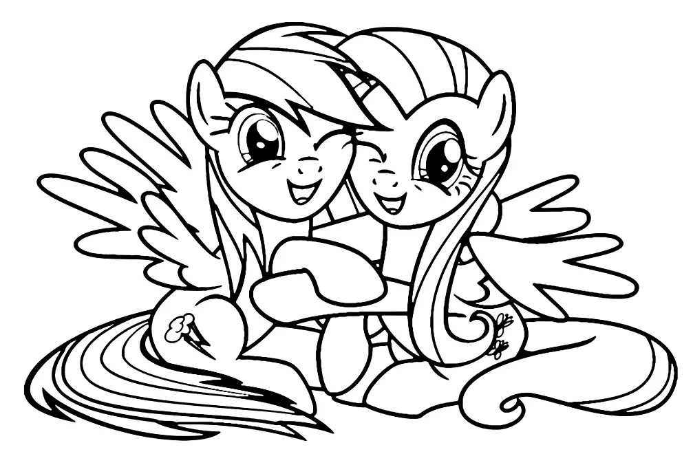 Çocuklar İçin Fluttershy Boyama Sayfaları 