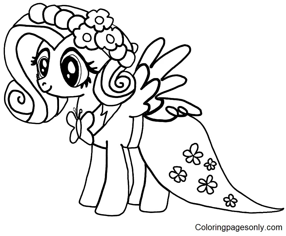 Çocuklar İçin Fluttershy Boyama Sayfaları 